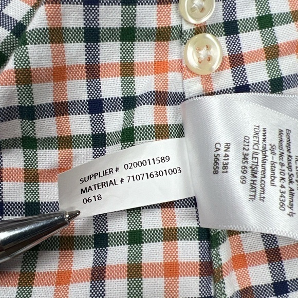 Ralph Lauren Dress Shirt Long Sleeve Button Down Mens Large 100% Cotton Checker - Picture 10 of 11